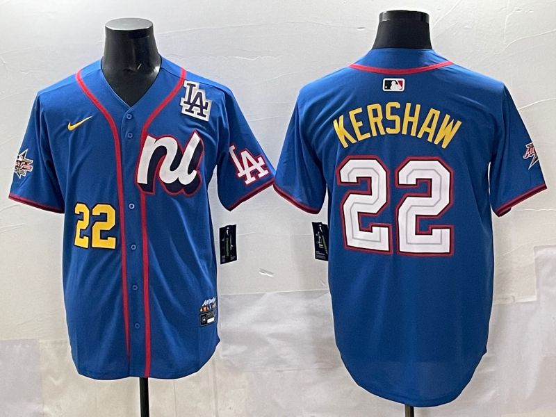 Men 2025 Los Angeles Dodgers #22 Kershaw Blue All star Nike MLB Jersey style 07